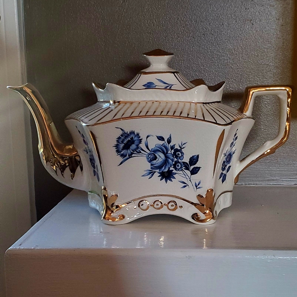 Antique Hexagon Teapot By Author Wood Monarch #5110 Made In England